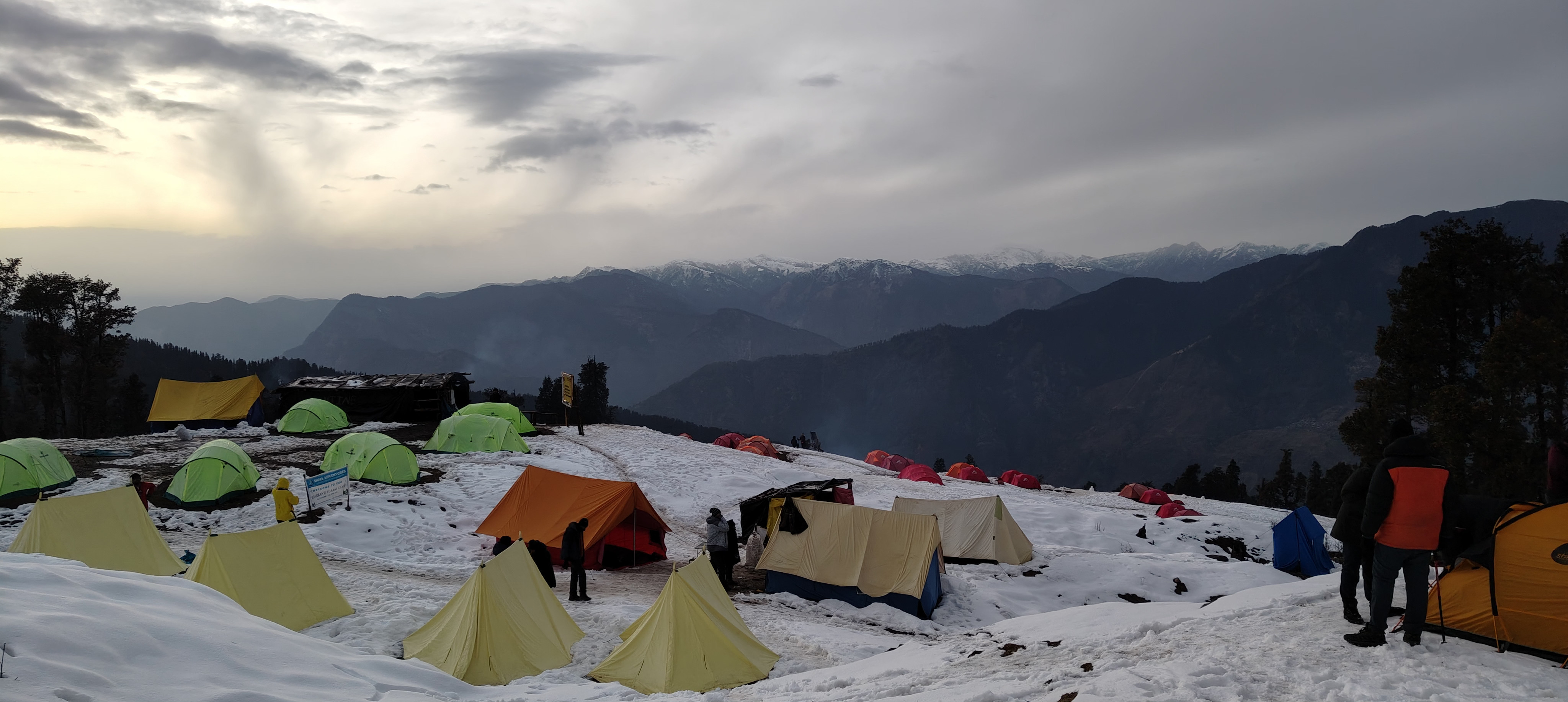 Base camp after overnight snowfall